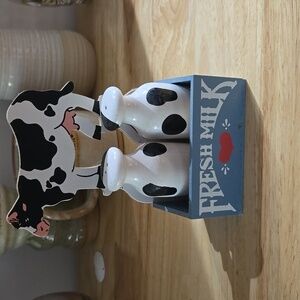 Antique Vintage Cow-Themed Milk Bottle Salt And Pepper Shakers